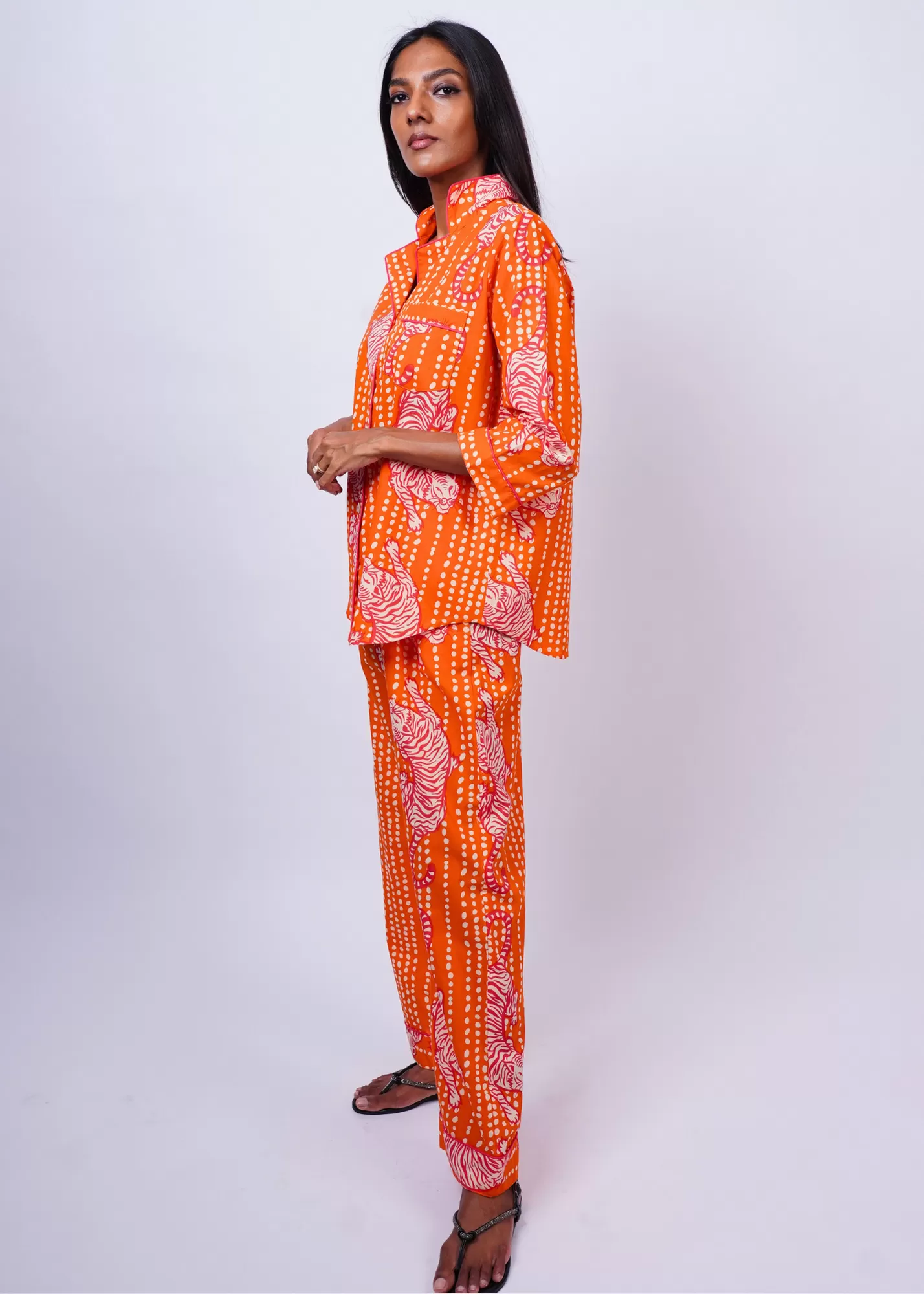 Ela 3/4 Sleeve PJ set - Coral Tiger