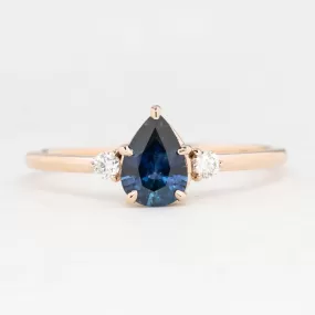 Emilie Ring 0.72ct Pear Teal Montana Sapphire, 14k Rose Gold (One of a kind)