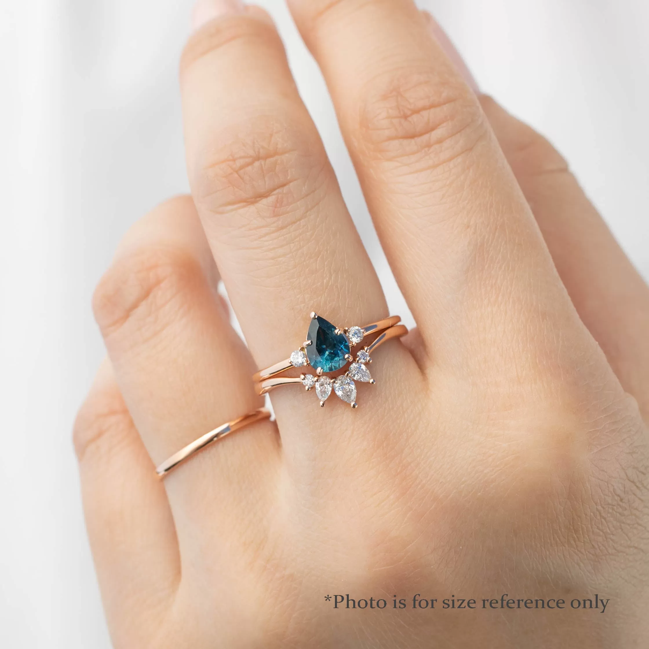 Emilie Ring 0.72ct Pear Teal Montana Sapphire, 14k Rose Gold (One of a kind)