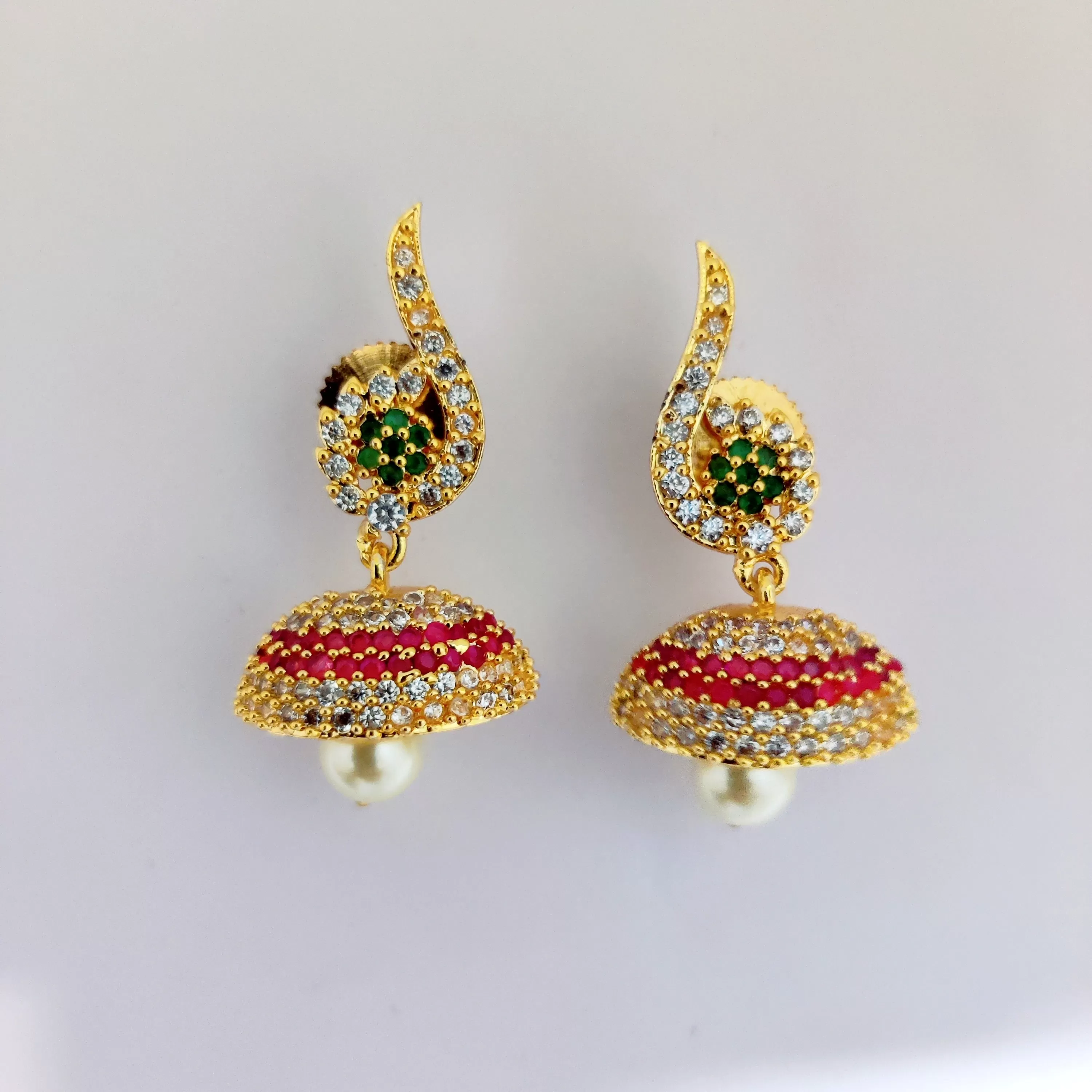 Enchanted Tricolor Jhumka in Gold Plated