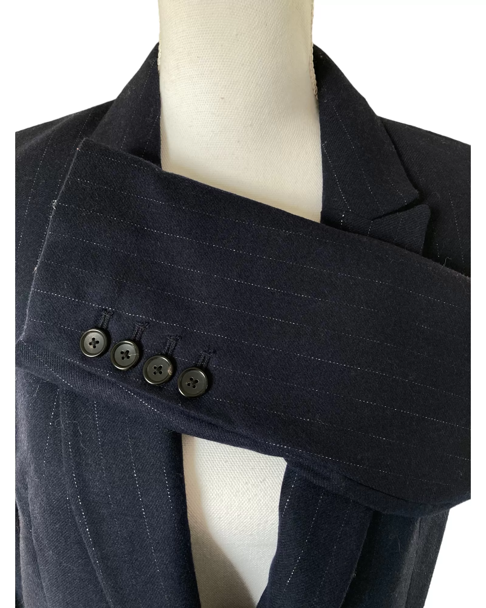 Equipment Jeanne Wool Blend Navy Striped One Button Blazer, 6