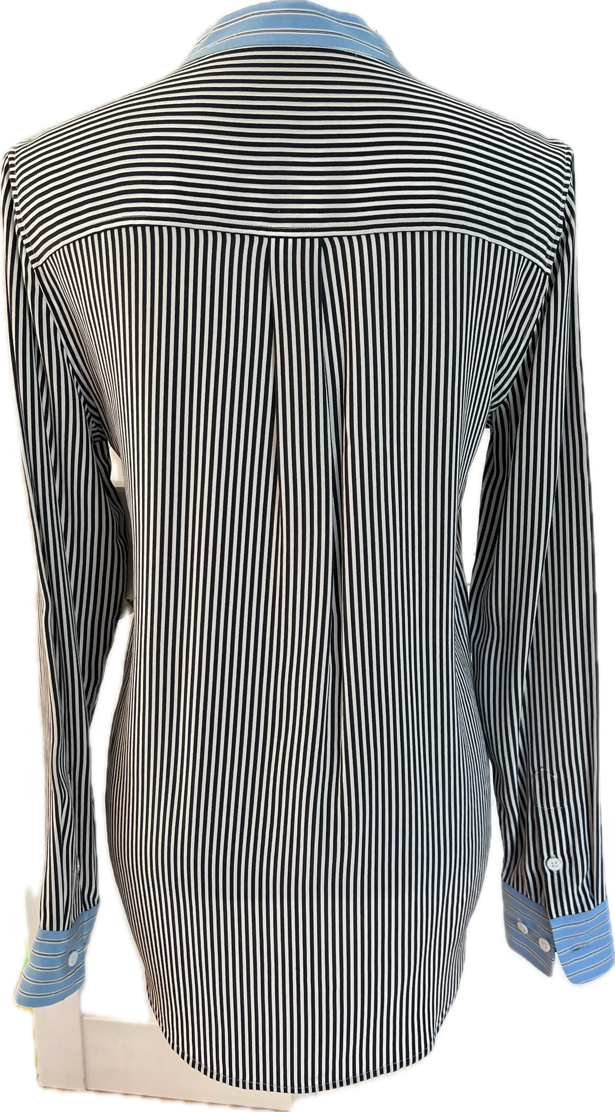 Equipment Striped Collarless Silk Shirt, S