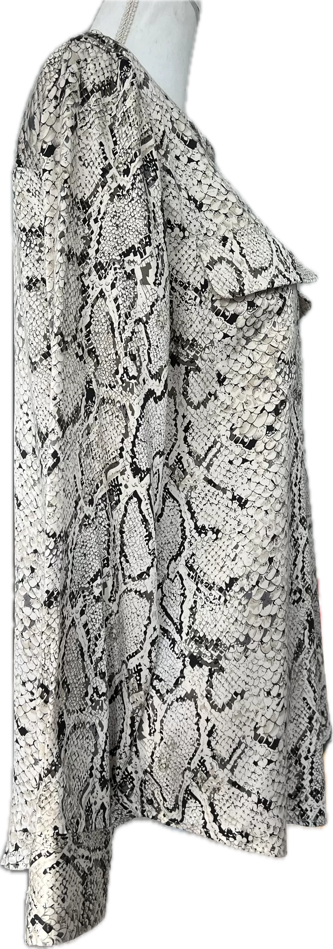 Equipment White and Black Snake Skin Print Silk Shirt, M