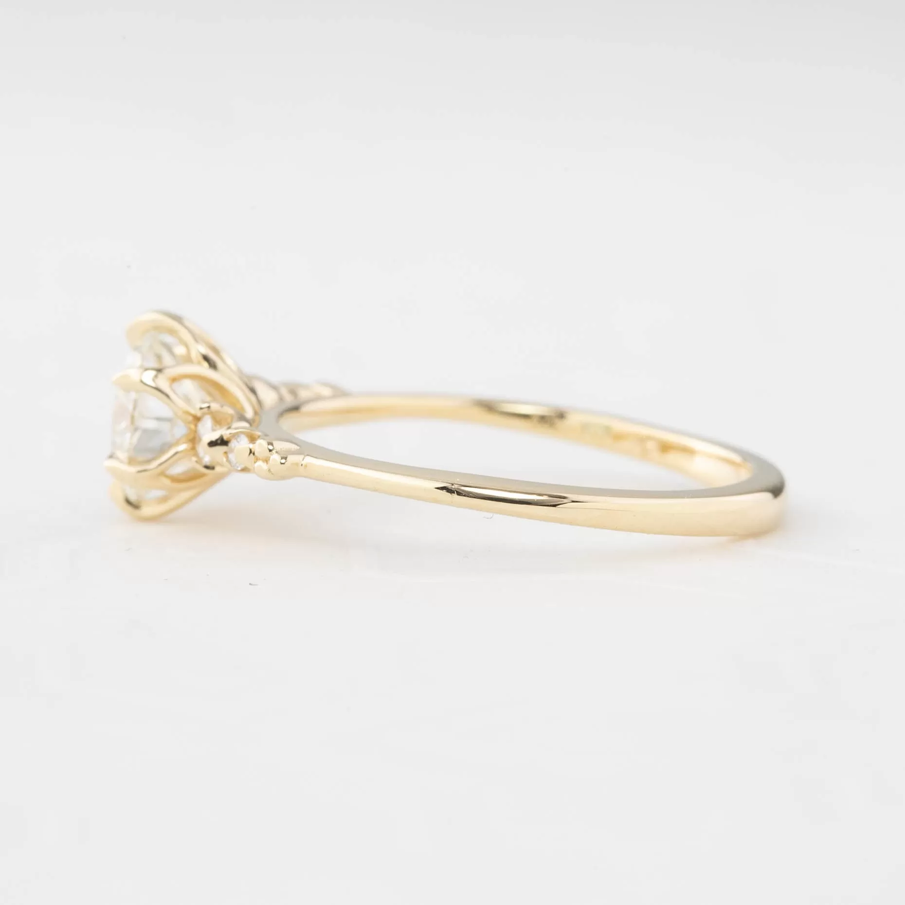 Estel Fleur 1.00ct Round Diamond Ring, 14k Yellow Gold, GIA Certified (One of a kind)