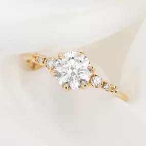 Estel Fleur 1.00ct Round Diamond Ring, 14k Yellow Gold, GIA Certified (One of a kind)