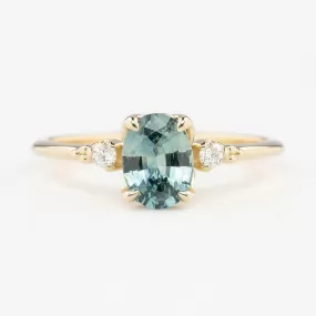 Estel Ring 1.09ct Light Blue Green Oval Montana Sapphire, 14K Yellow Gold (One of a kind)