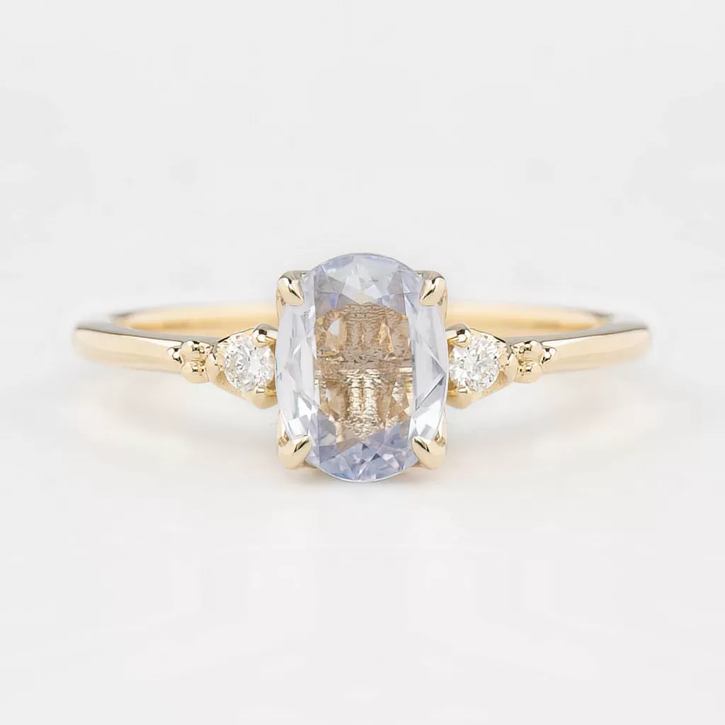 Estel Ring 1.31ct Light Blue Unheated Oval Sapphire, 14K Yellow Gold (One of a kind)