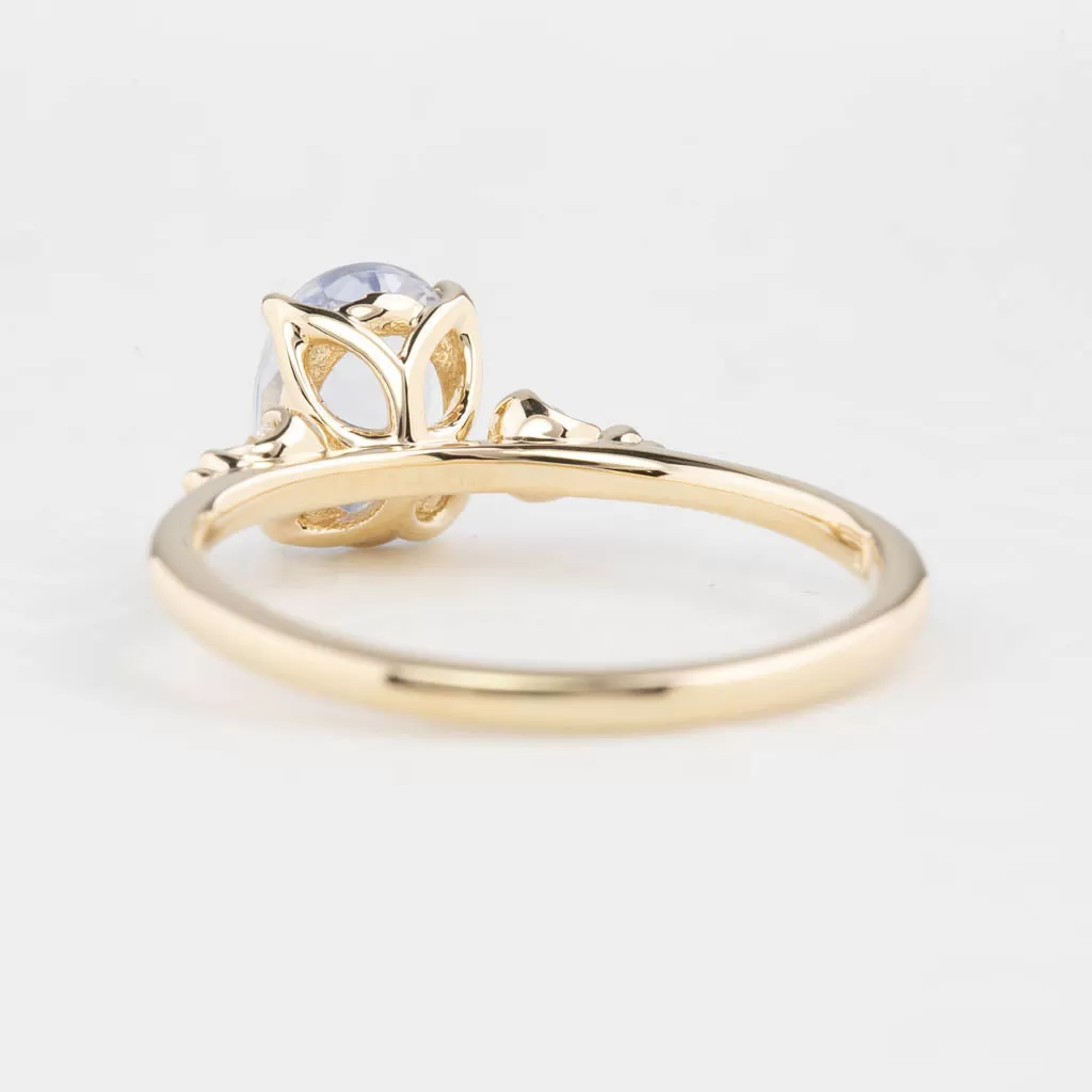 Estel Ring 1.31ct Light Blue Unheated Oval Sapphire, 14K Yellow Gold (One of a kind)