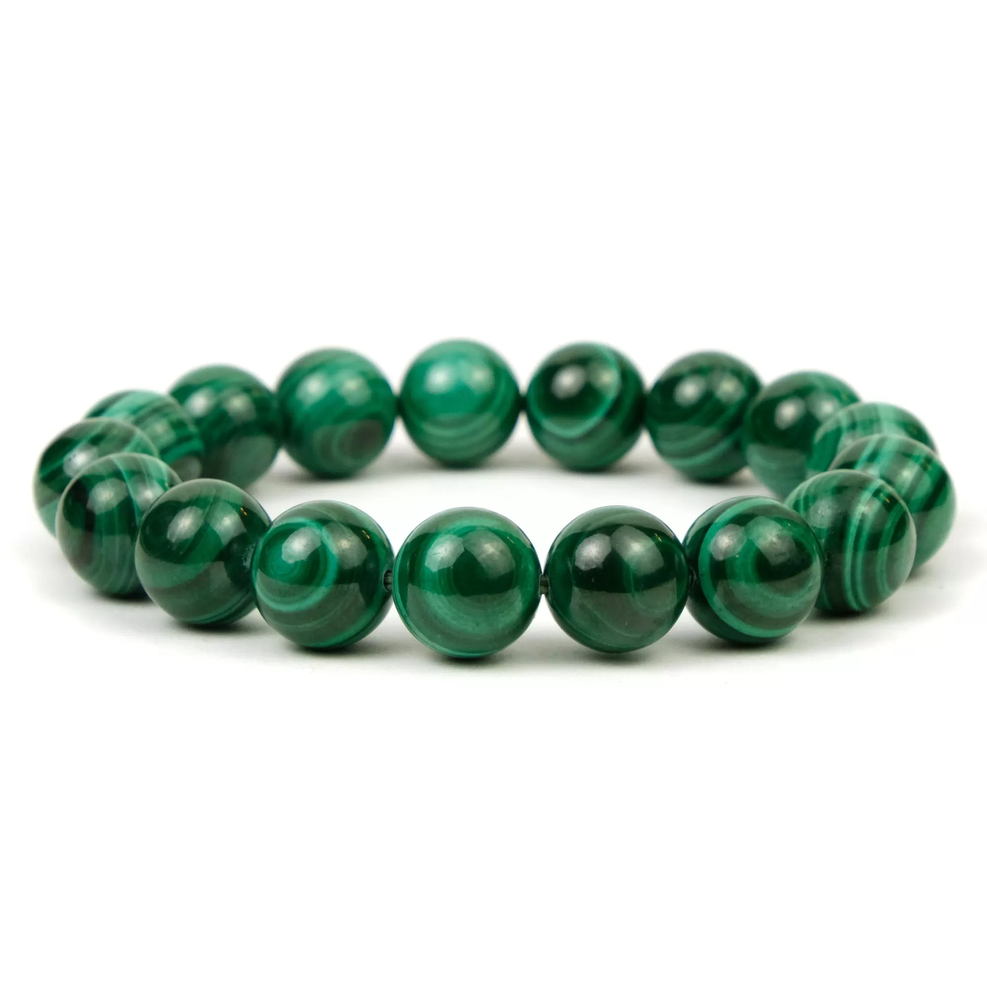 Eye Malachite Rounds Stretch Bracelet 12mm