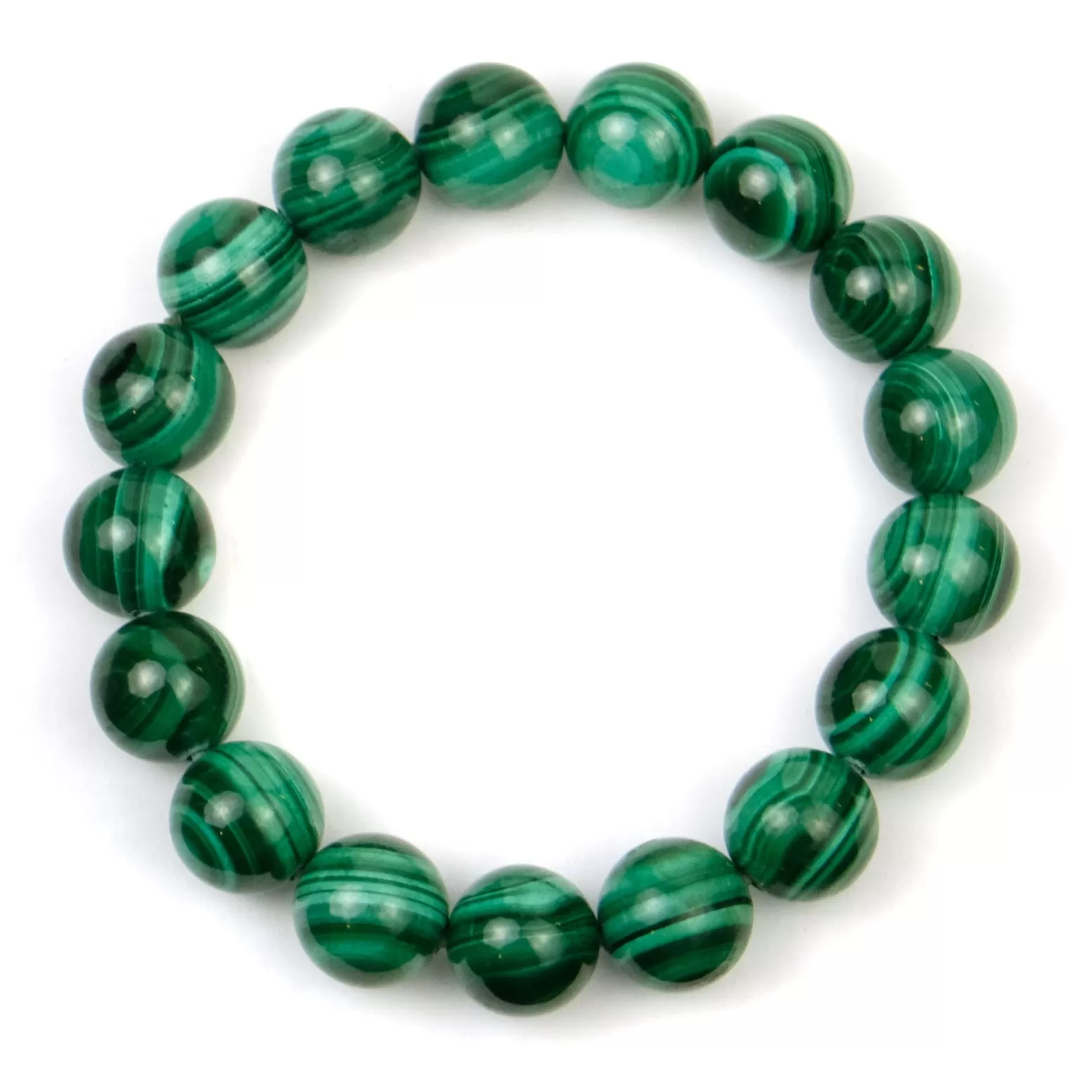 Eye Malachite Rounds Stretch Bracelet 12mm