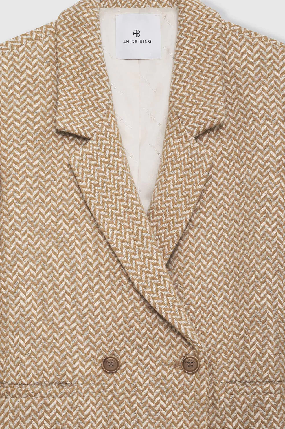 Fishbone Blazer - Tan and Cream