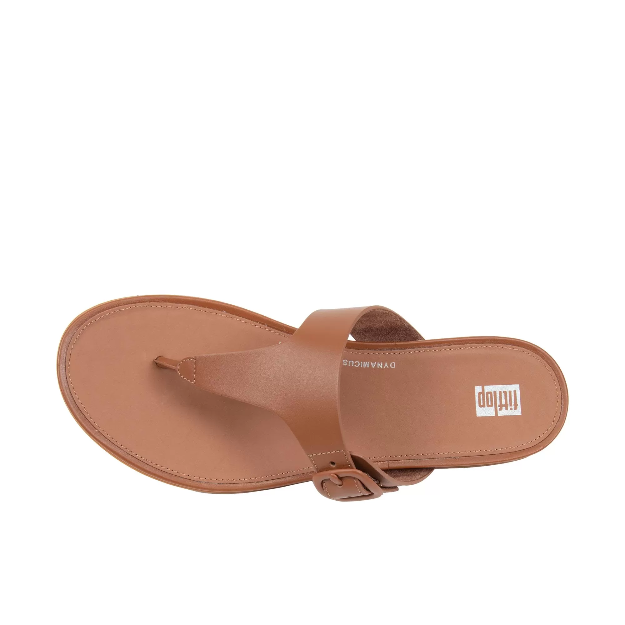 FitFlop Womens Gracie Rubber-Buckle Leather Toe Post Sandals  Light Tan