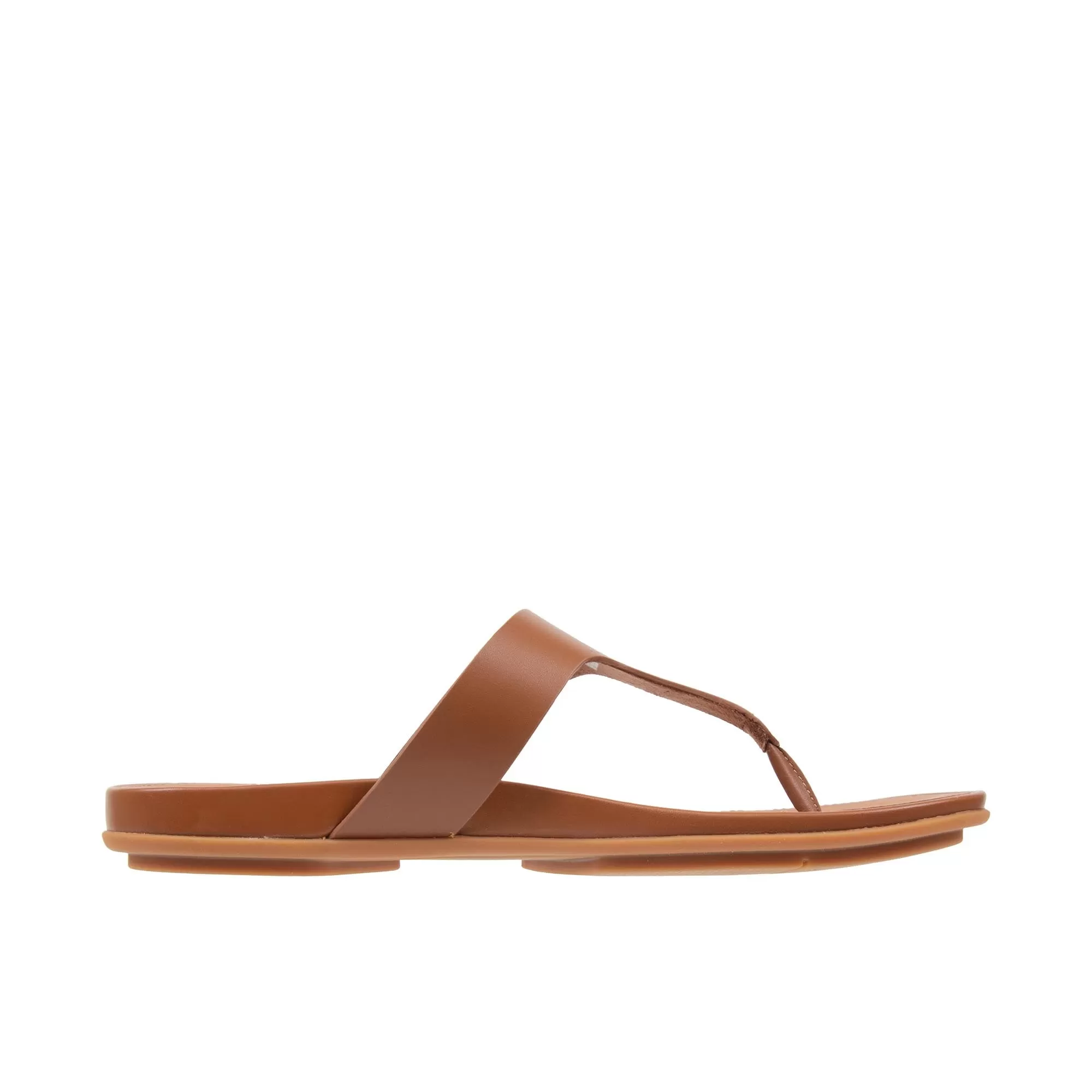 FitFlop Womens Gracie Rubber-Buckle Leather Toe Post Sandals  Light Tan