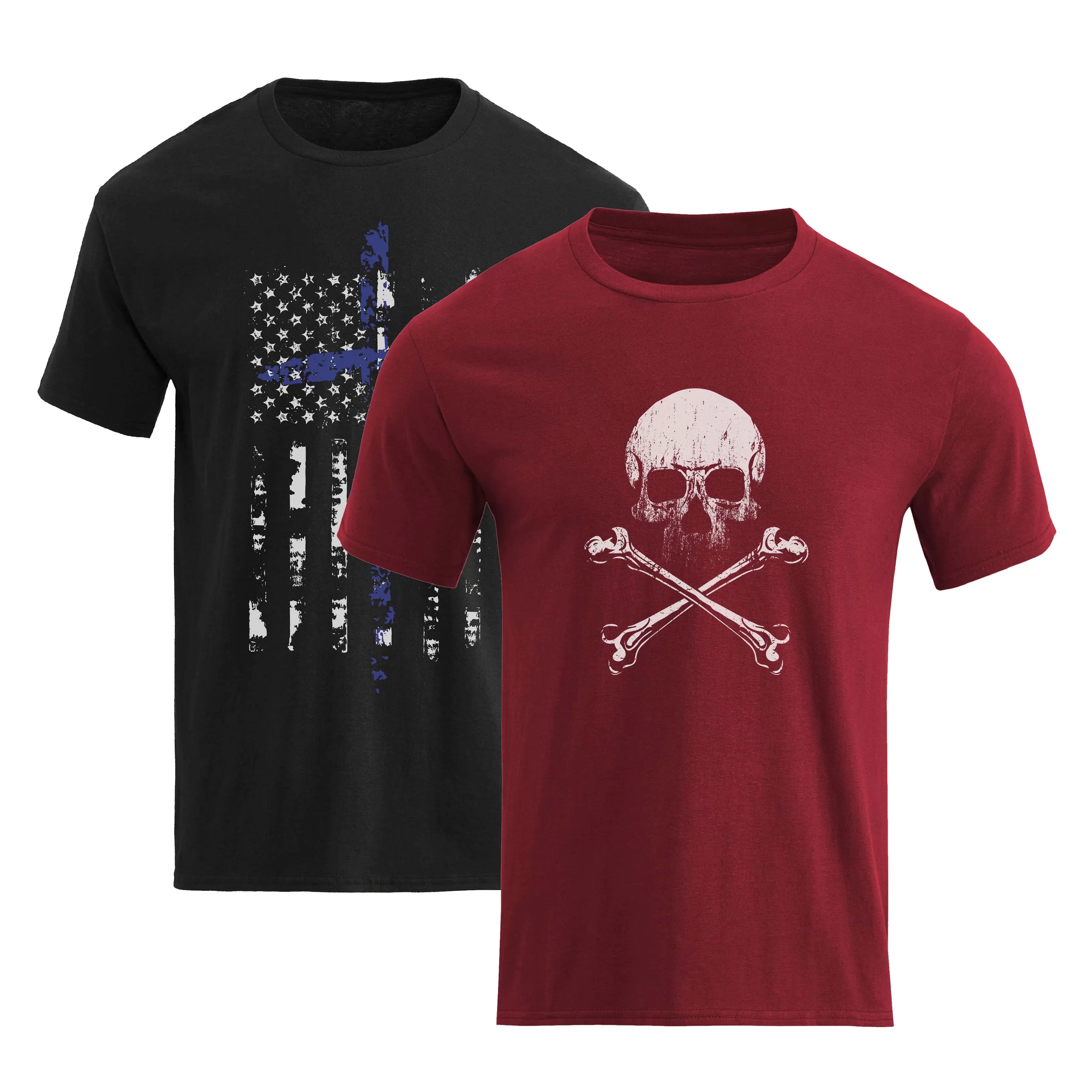 FLAG SKULL TEE - 2 PACKS