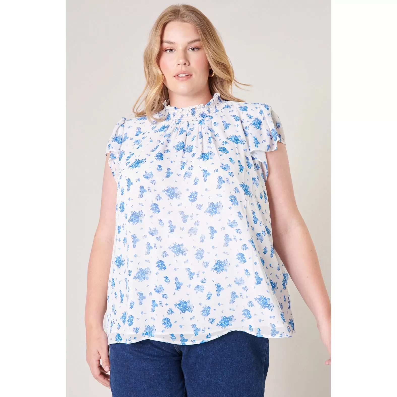 Fond of You Floral Sun Up Mock Neck Top Curve