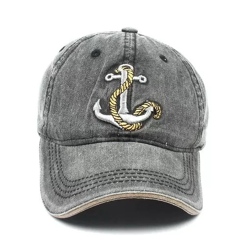 Hip Hop Washed Baseball Cap Anchor Embroidery