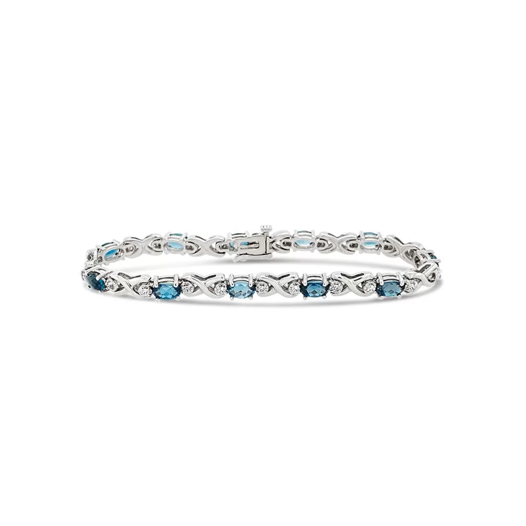 Irisa by Martin Binder London Blue Topaz & Diamond Station Bracelet