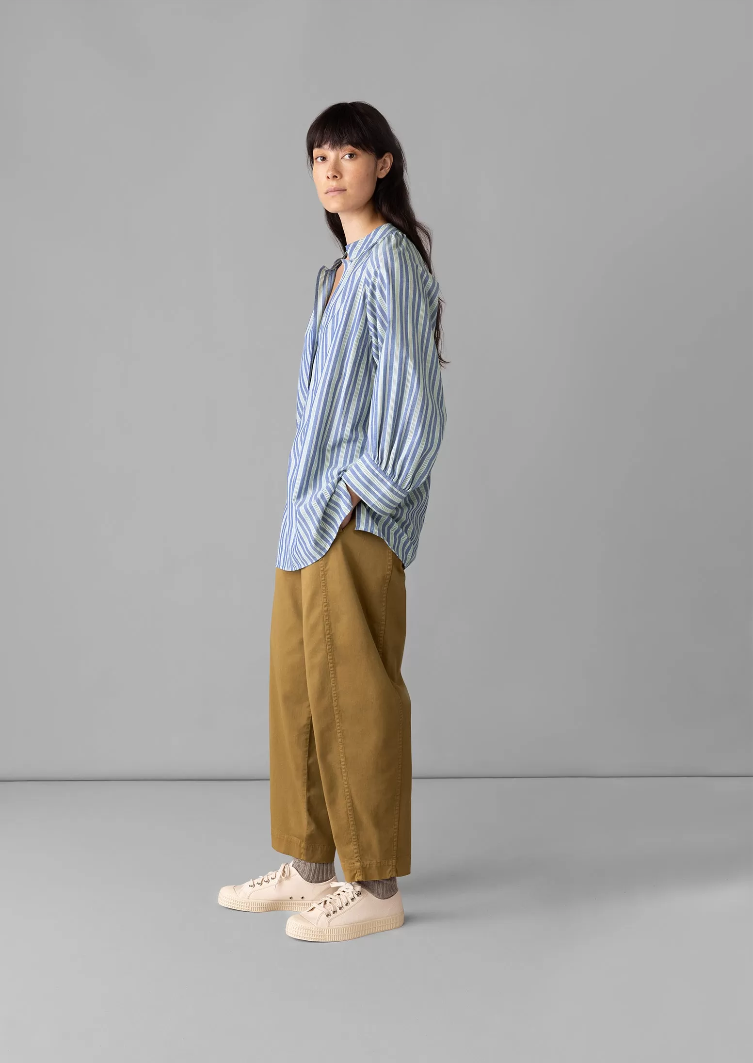 Kathe Flat Front Cotton Twill Pants | Harvest