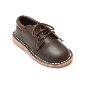 L'Amour Boys 5012 Brown Leather Lace Up Shoes