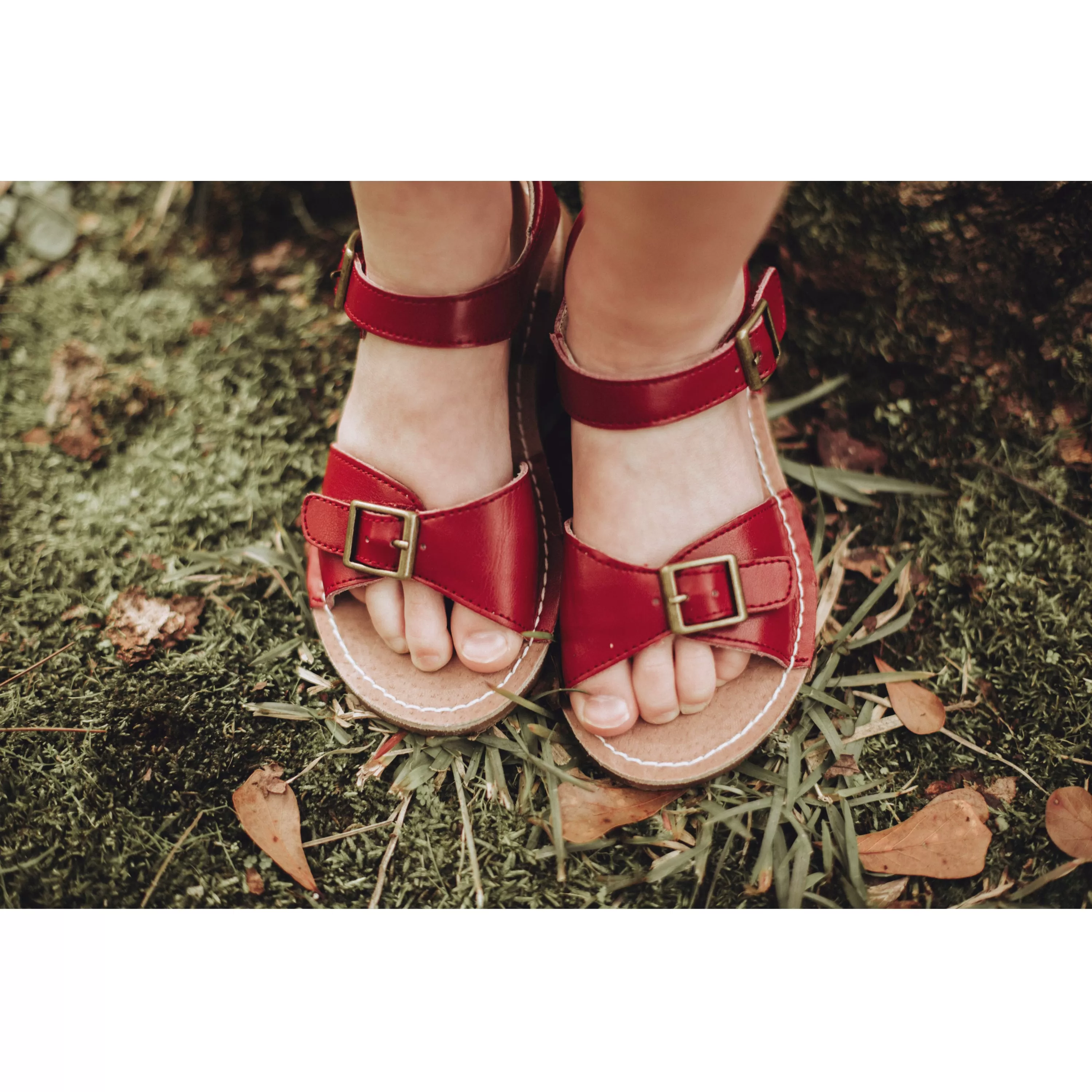 L'Amour Girls Olivia Buckled Open Toe Leather Sandals