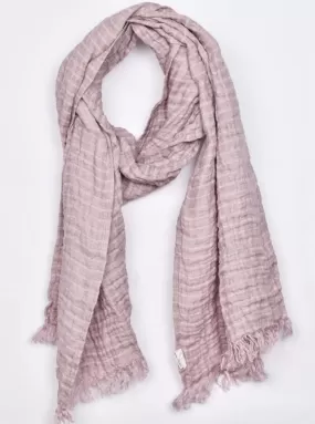 Linen Scarf Gauze Stripes Lilac