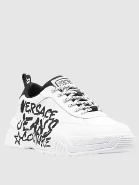 logo-print leather sneakers versace jeans couture