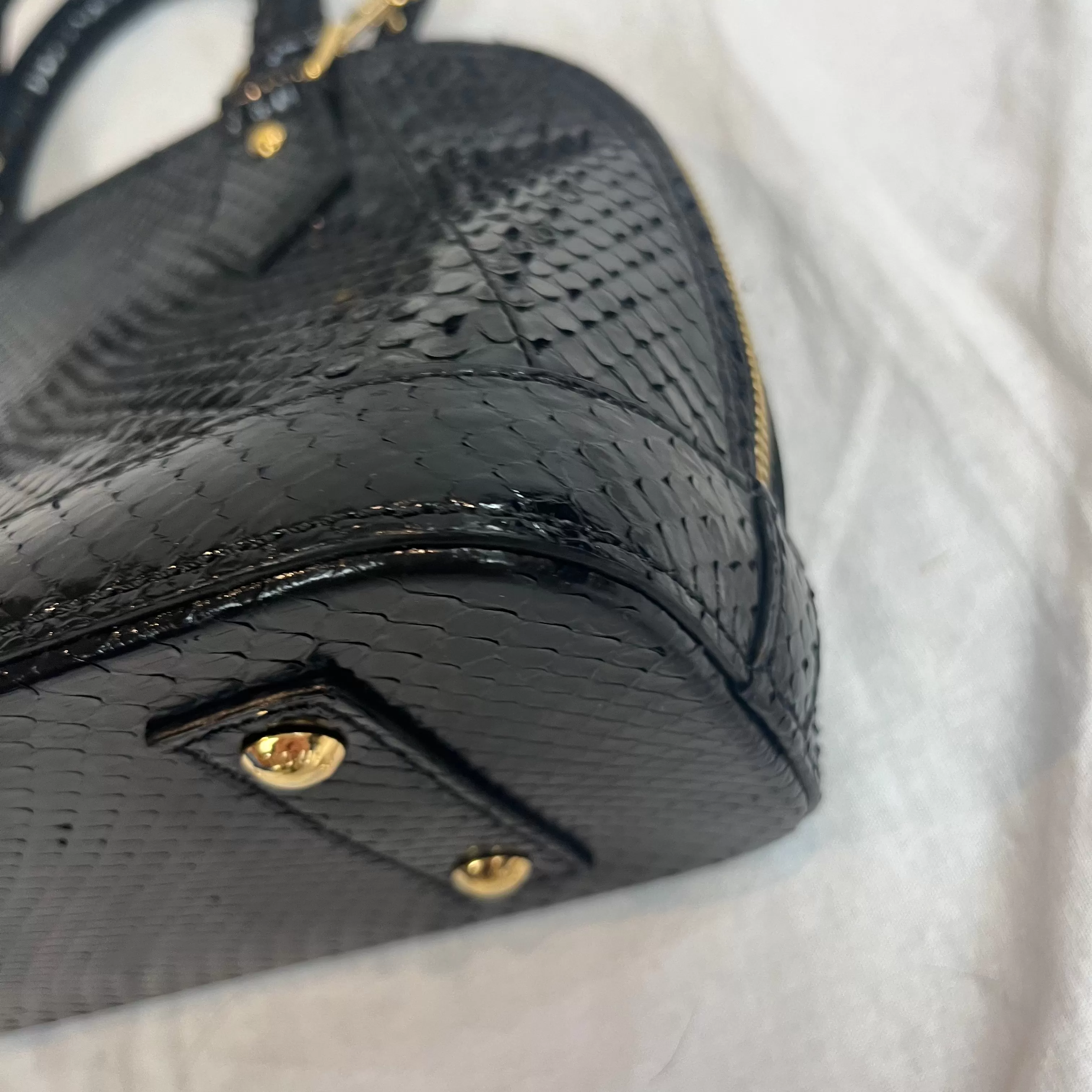 Louis Vuitton Brand New 3200 Black Python Alma BB Bag