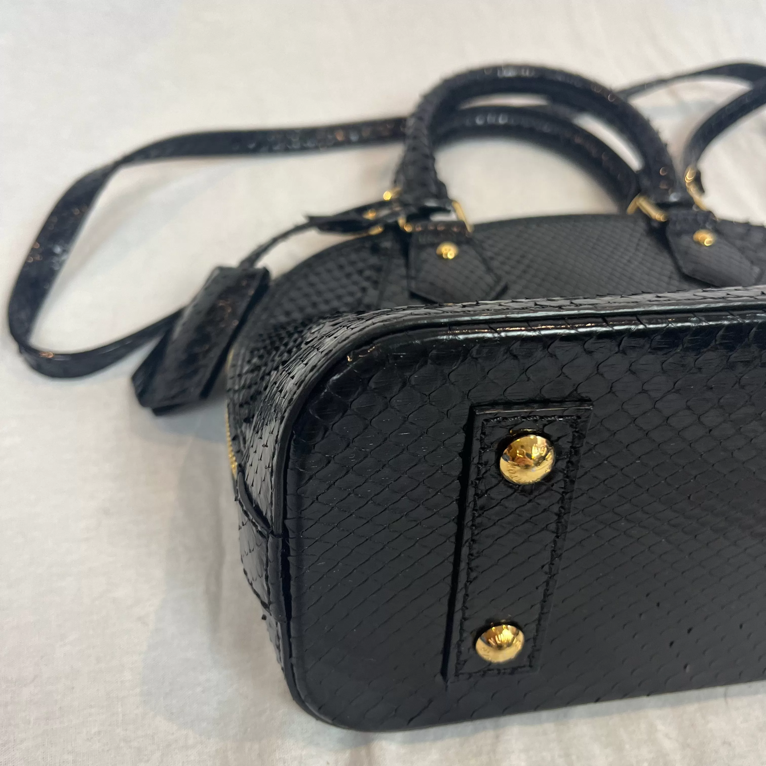 Louis Vuitton Brand New 3200 Black Python Alma BB Bag