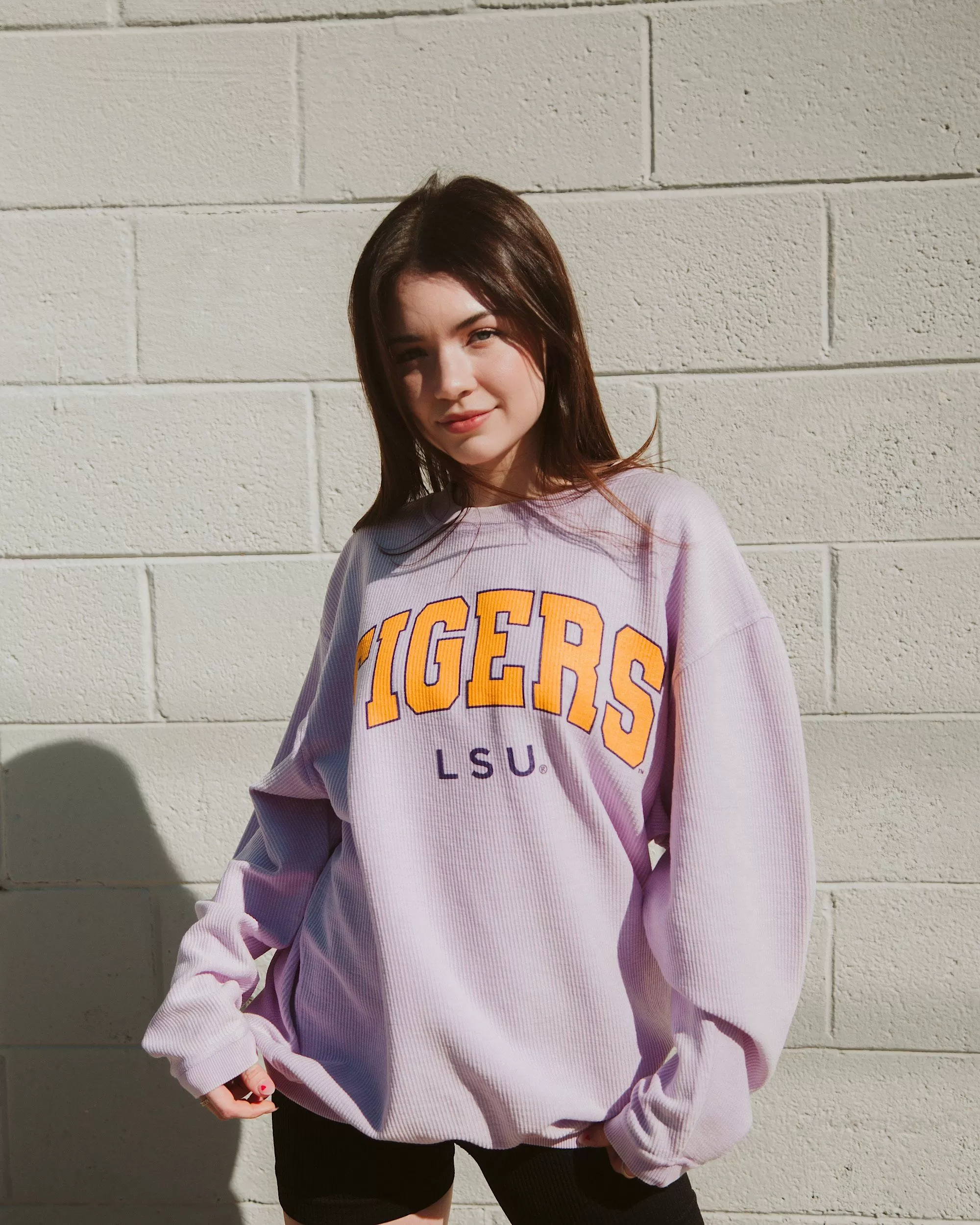 LSU Tigers Filled Gault Purple Corded Crew Sweatshirt