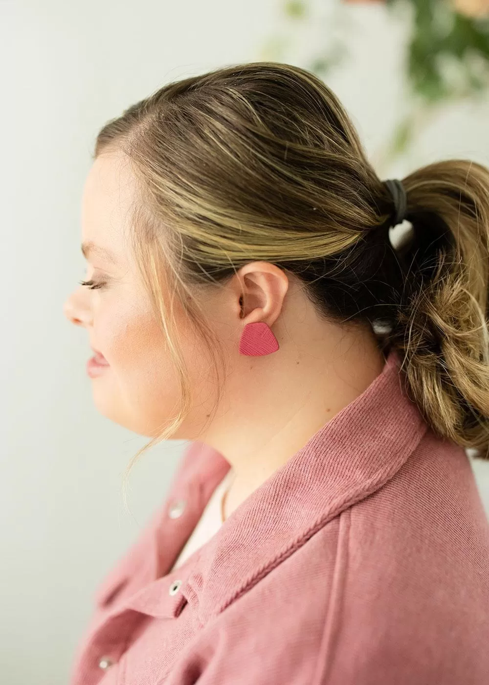 Magenta Clay Stud Earrings