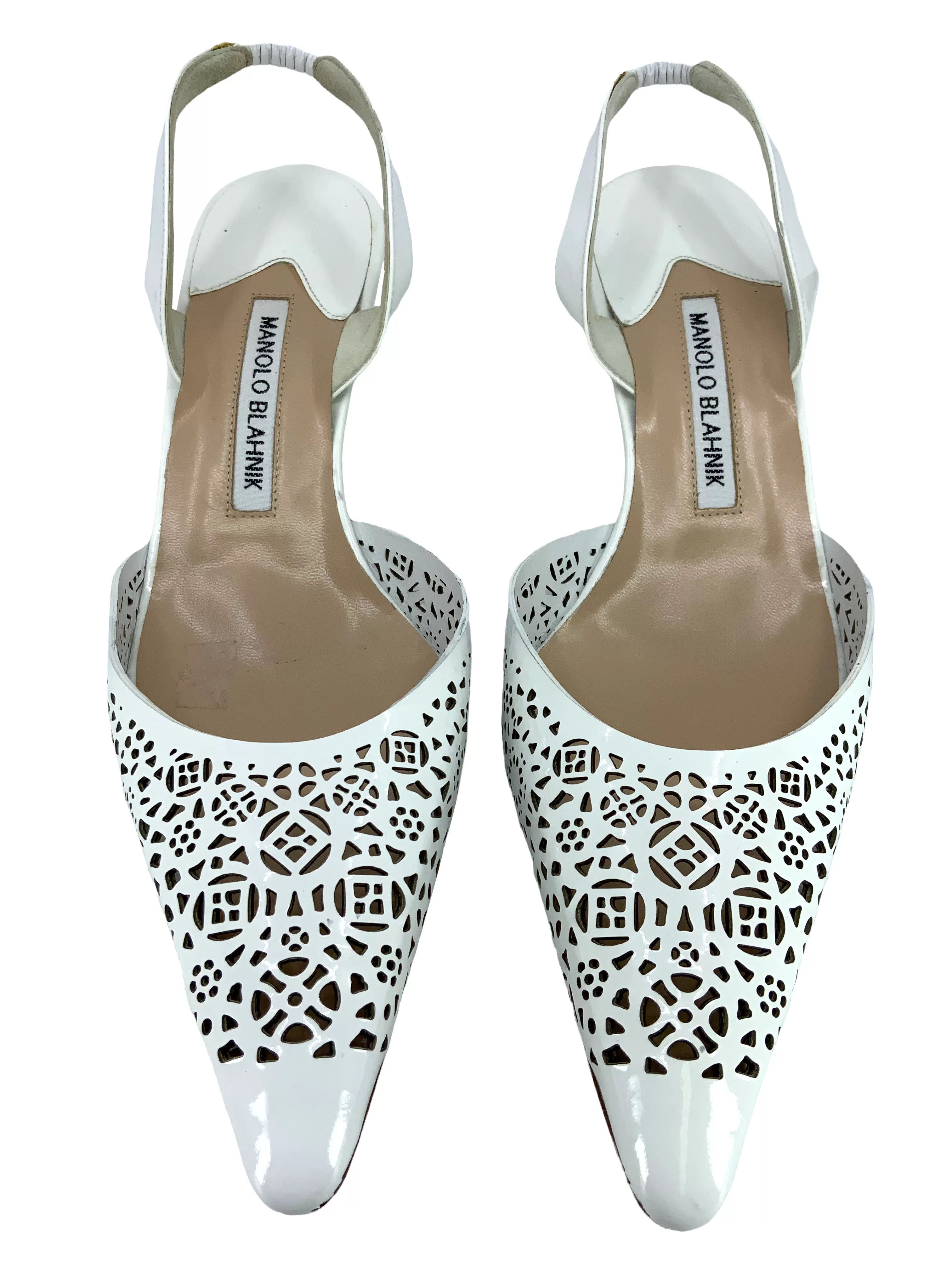 Manolo Blahnik Laser-Cut Carolyne Slingback Pumps Size 8.5