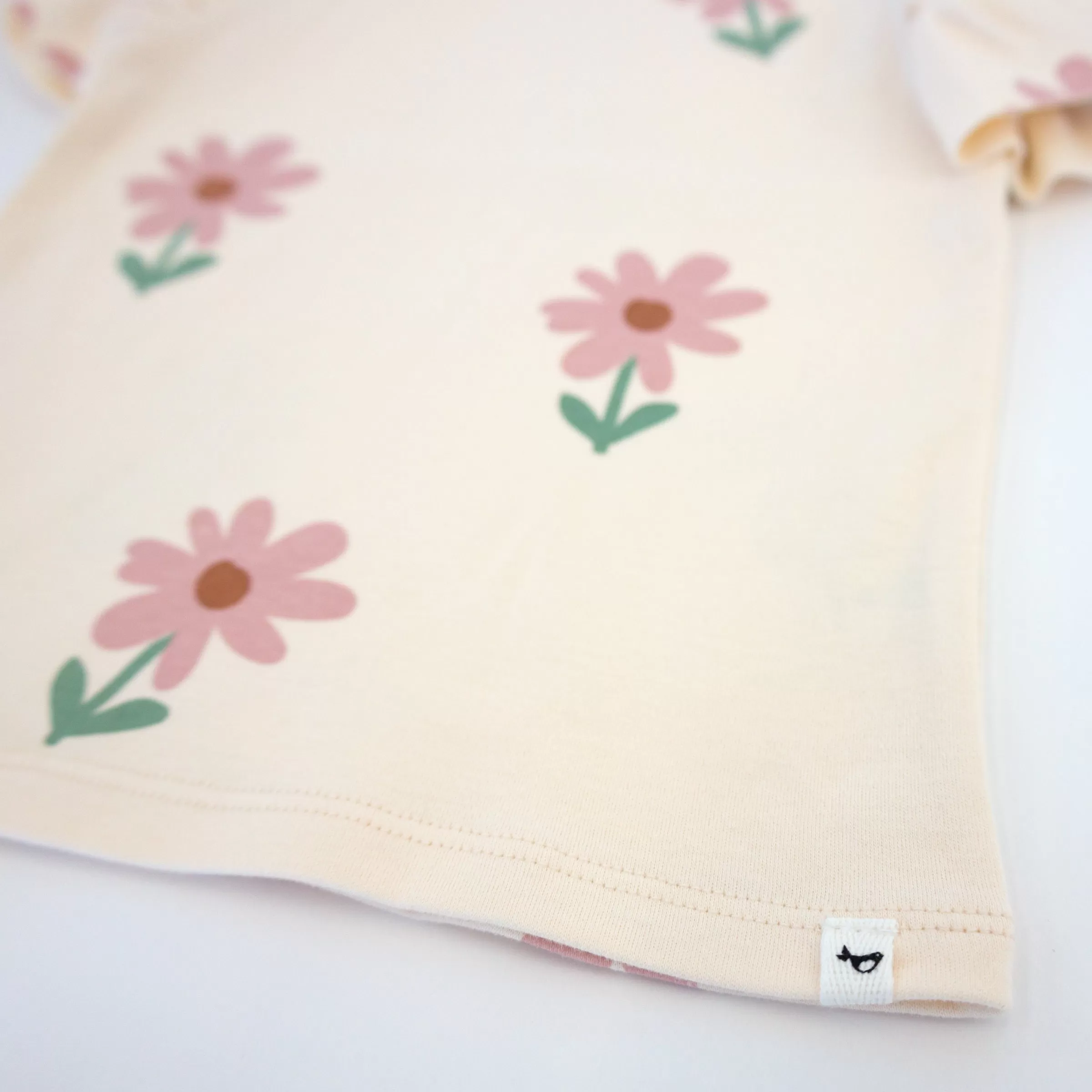 oh baby! Butterfly Short Sleeve Cotton Tee - Picking Daisies - Cashew