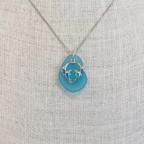 Opal Dolphin Pod Sea Glass Necklace