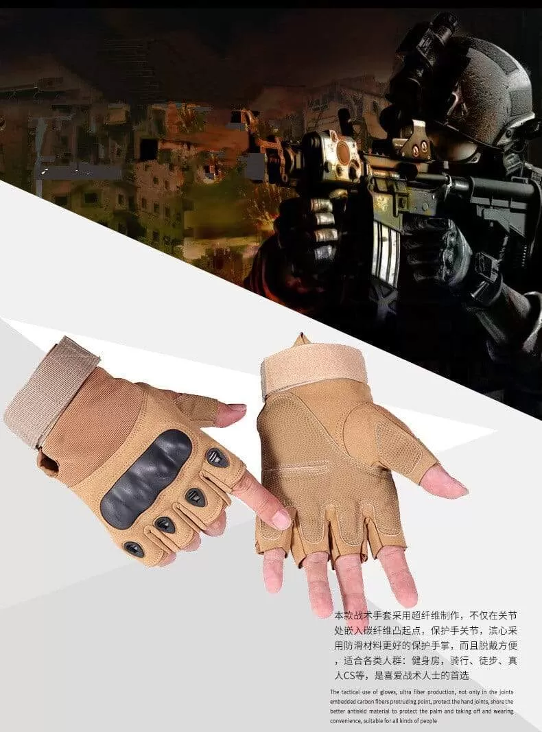 Outdoor Tactical Gloves Airsoft Sport Gloves Half Finger Type Military Men Combat Gloves Shooting Hunting Gloves