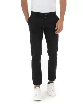 Pantaloni Uomo Tasca America Basic Cotone Elastico Nero Slim Classico GIOSAL-P5004A