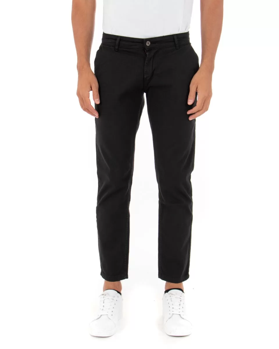 Pantaloni Uomo Tasca America Basic Cotone Elastico Nero Slim Classico GIOSAL-P5004A