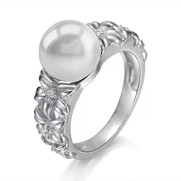 Pearl Plumeria Lei Ring