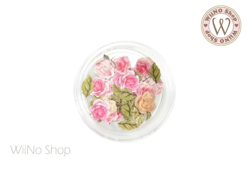 Pink Rose Flower Nail Art Sequin Decoration (F05)