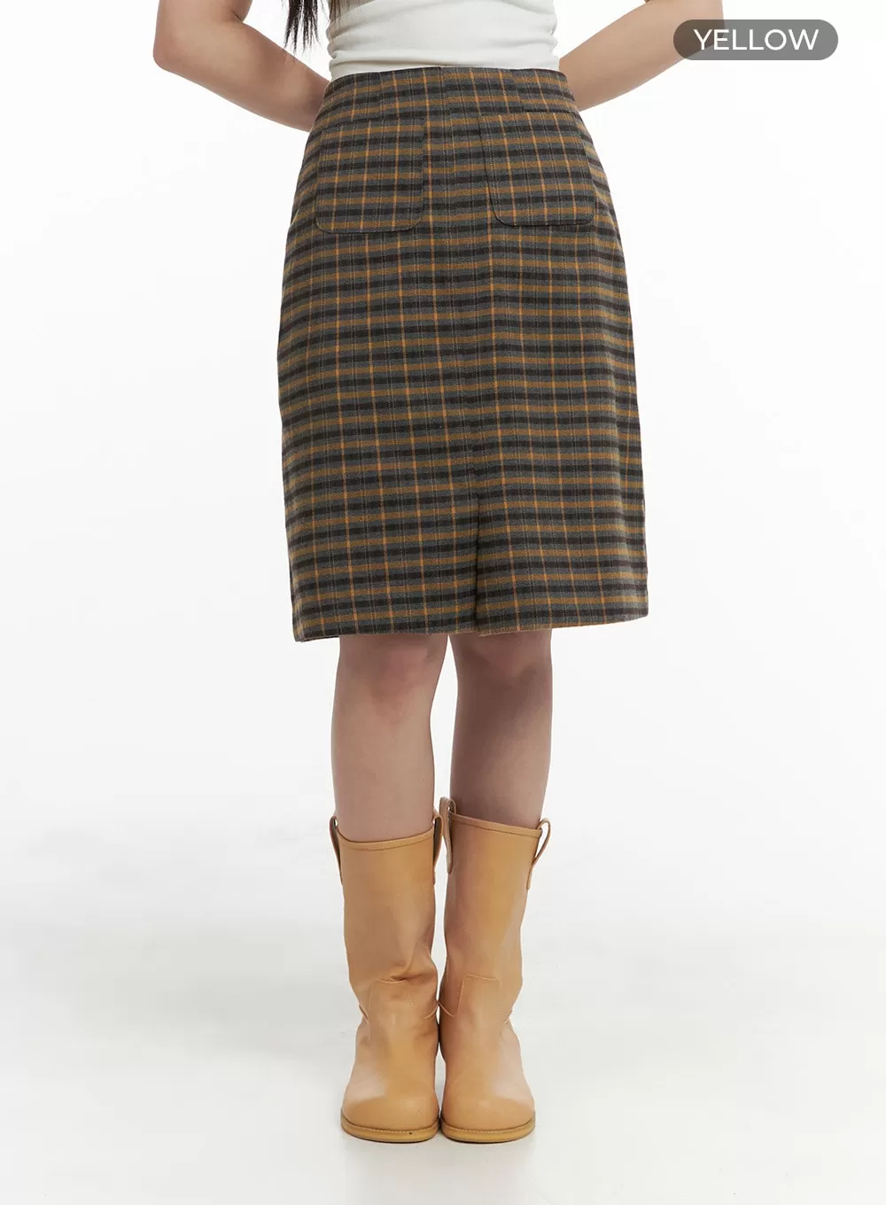 Plaid Midi Skirt OM422