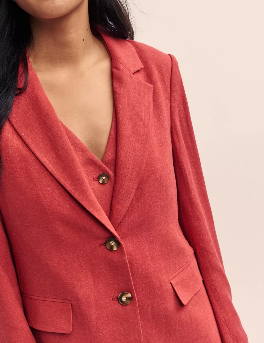 Red Single Breasted Blazer