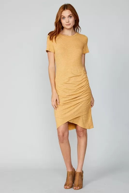 Riley Ruched Dress in RUST