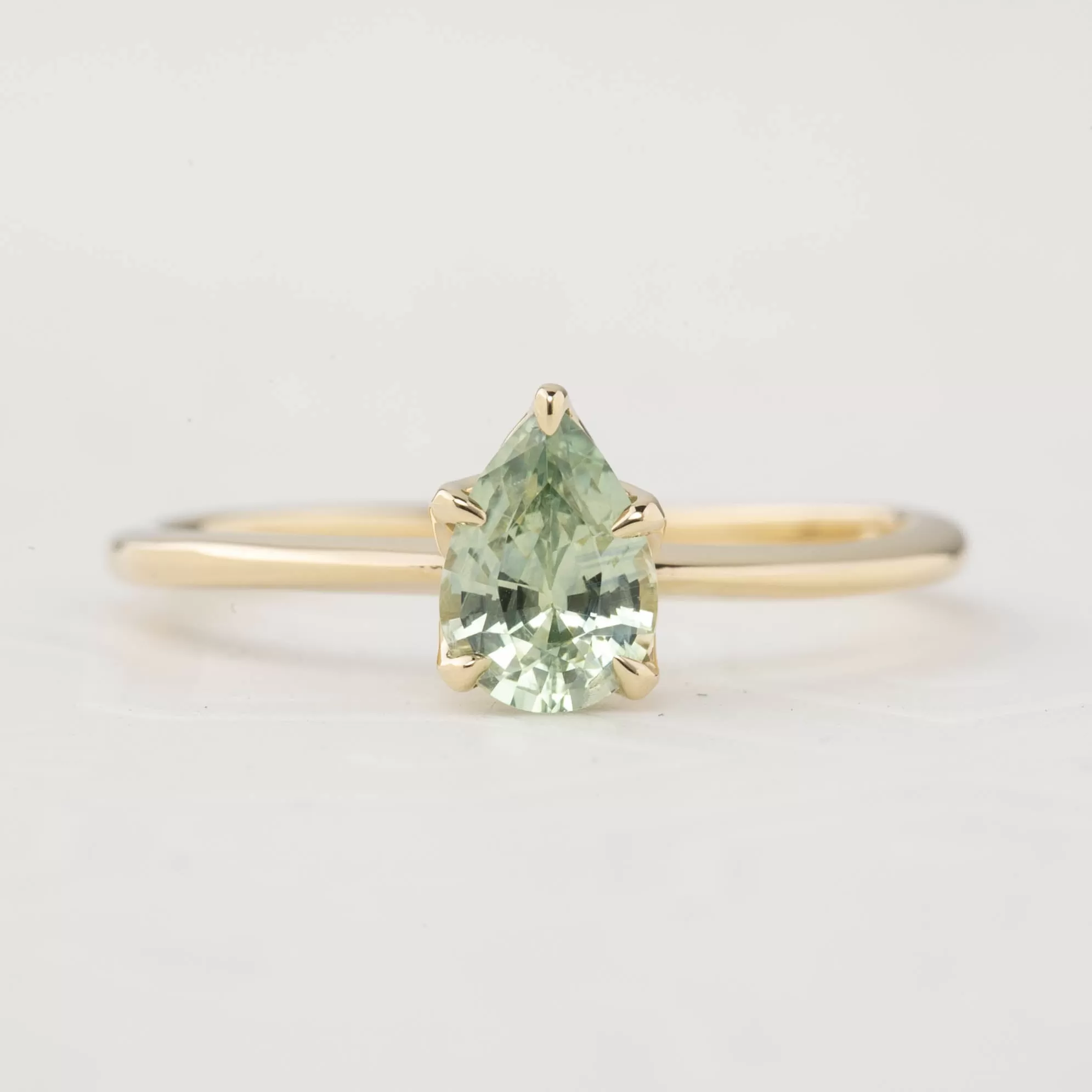 Sara Ring - 0.83ct Light Green Teardrop Montana Sapphire (One of a kind)