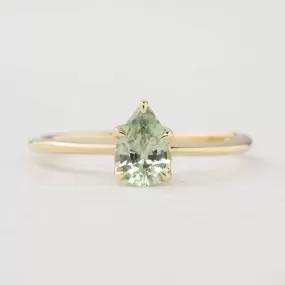 Sara Ring - 0.83ct Light Green Teardrop Montana Sapphire (One of a kind)