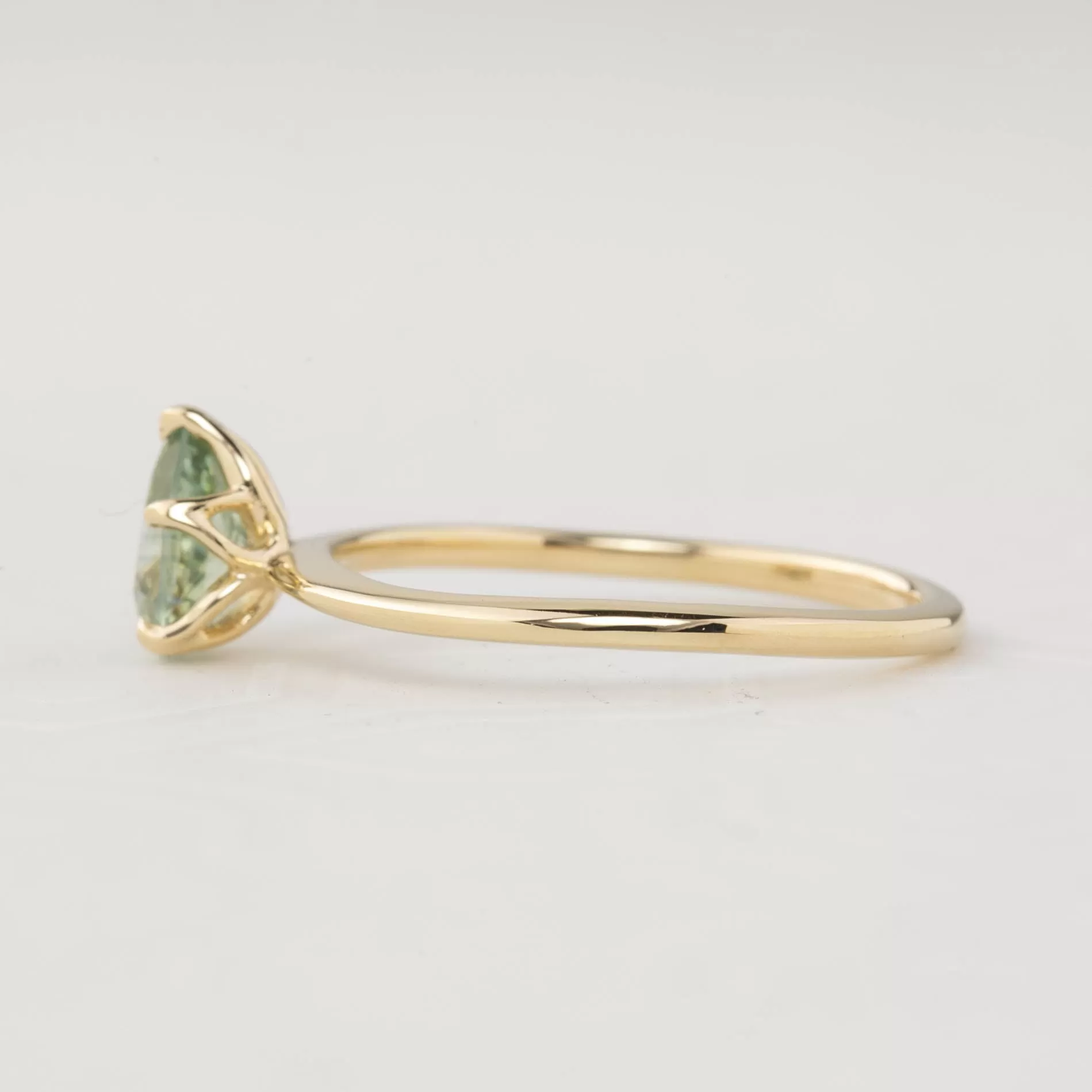 Sara Ring - 0.83ct Light Green Teardrop Montana Sapphire (One of a kind)