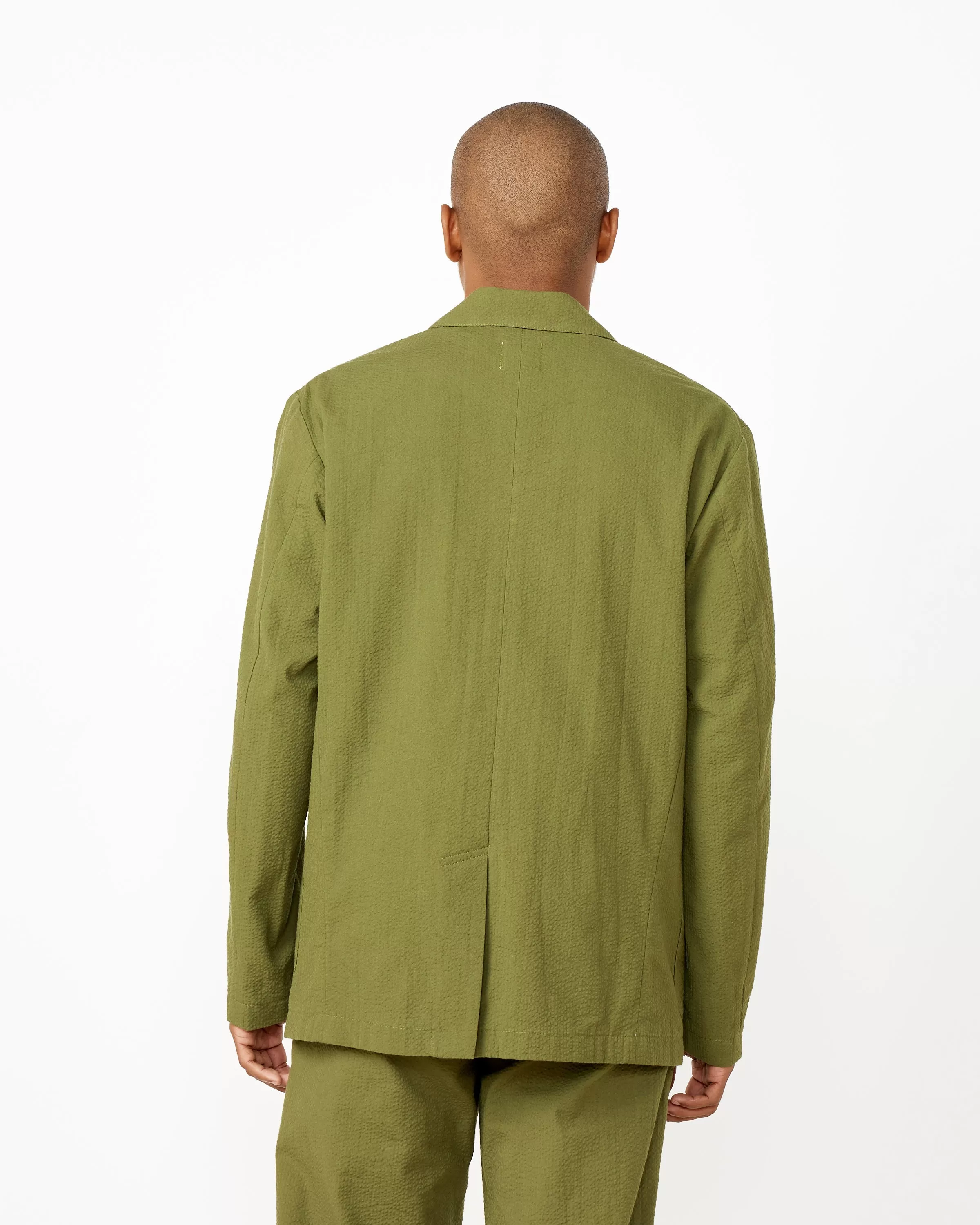 Seersucker Blazer in Pesto