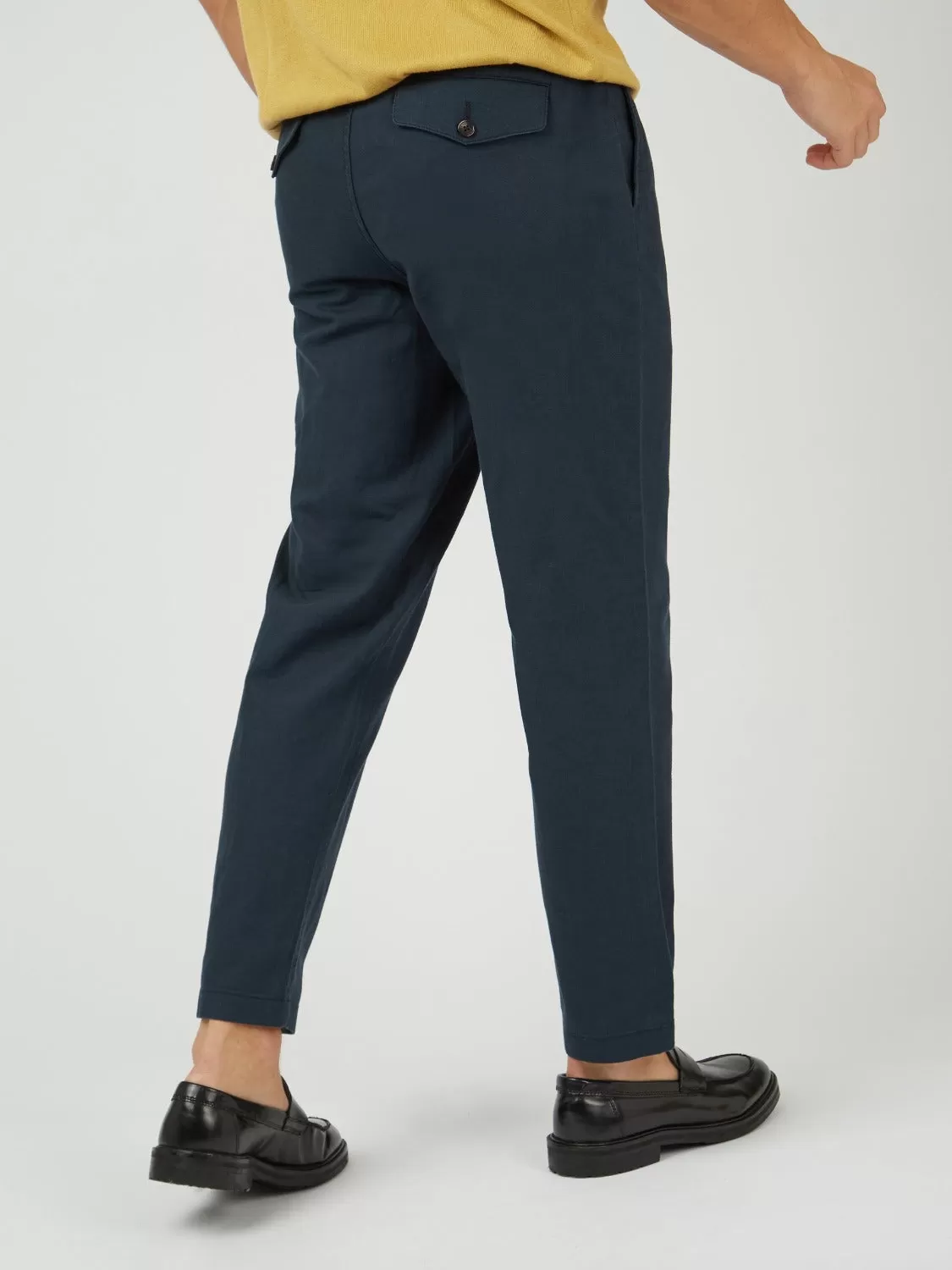 Signature Slim Taper Linen Trousers - Midnight