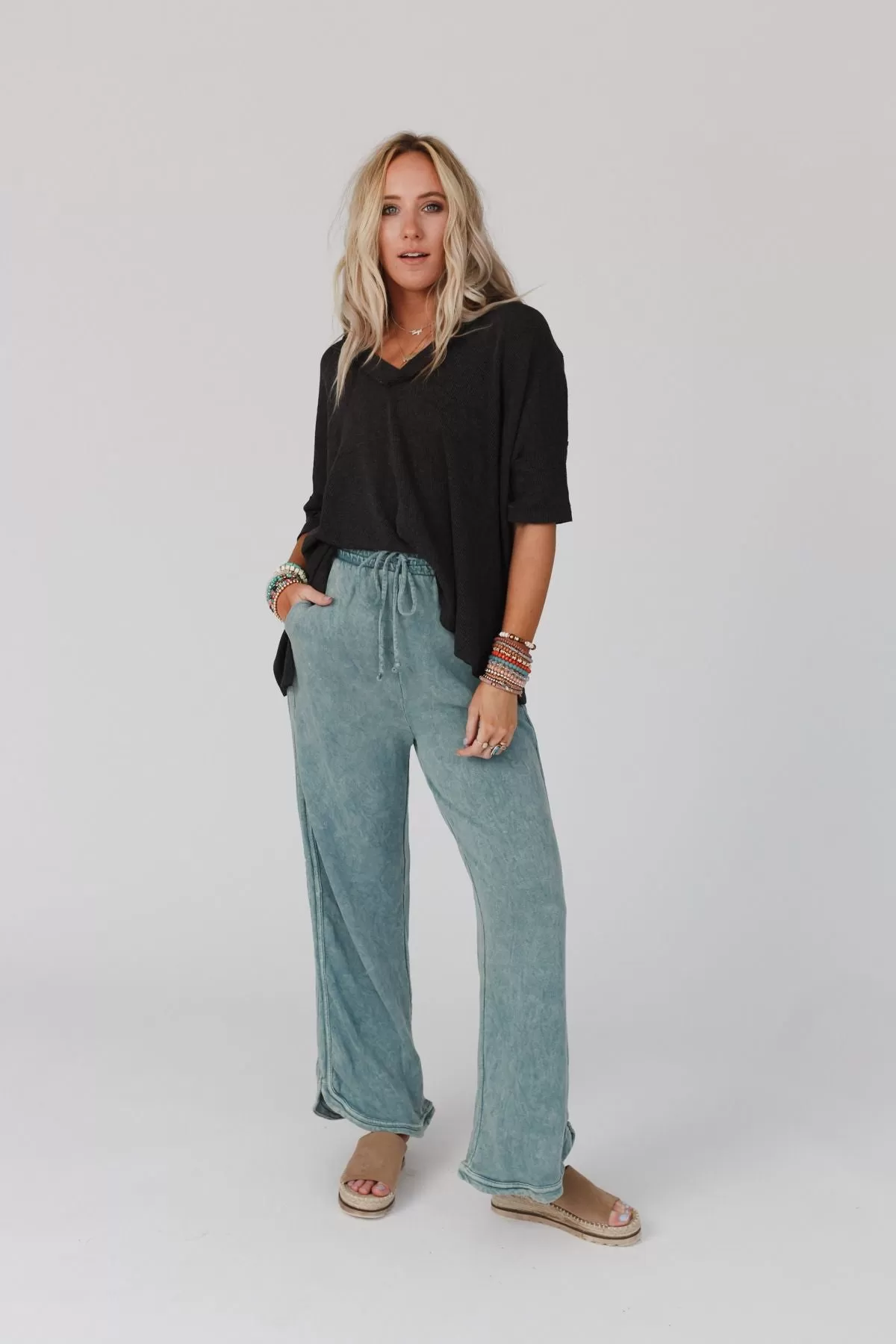 So Comfy Wide Leg Pant Full Length - Teal