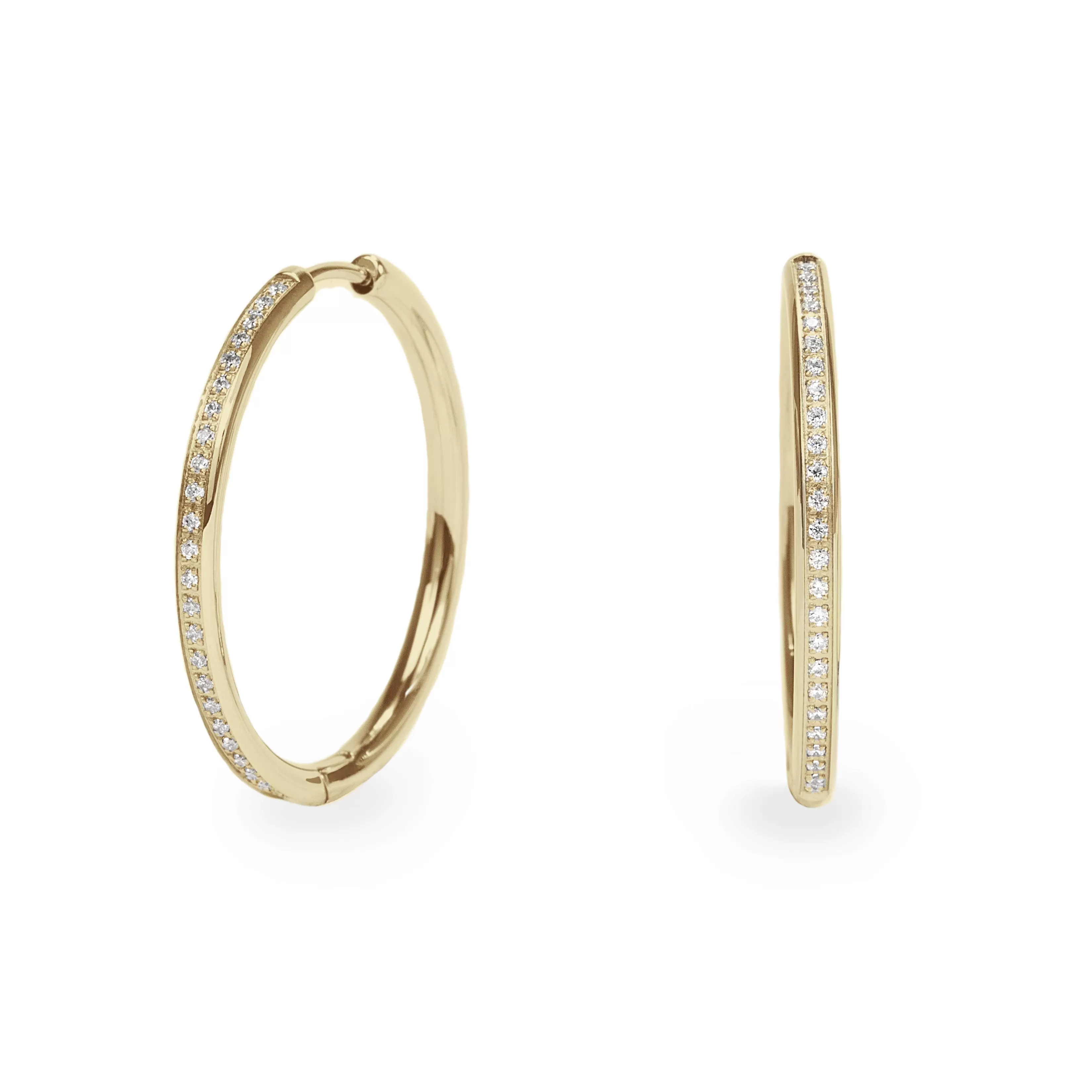 Stainless thin half eternity hoop earrings