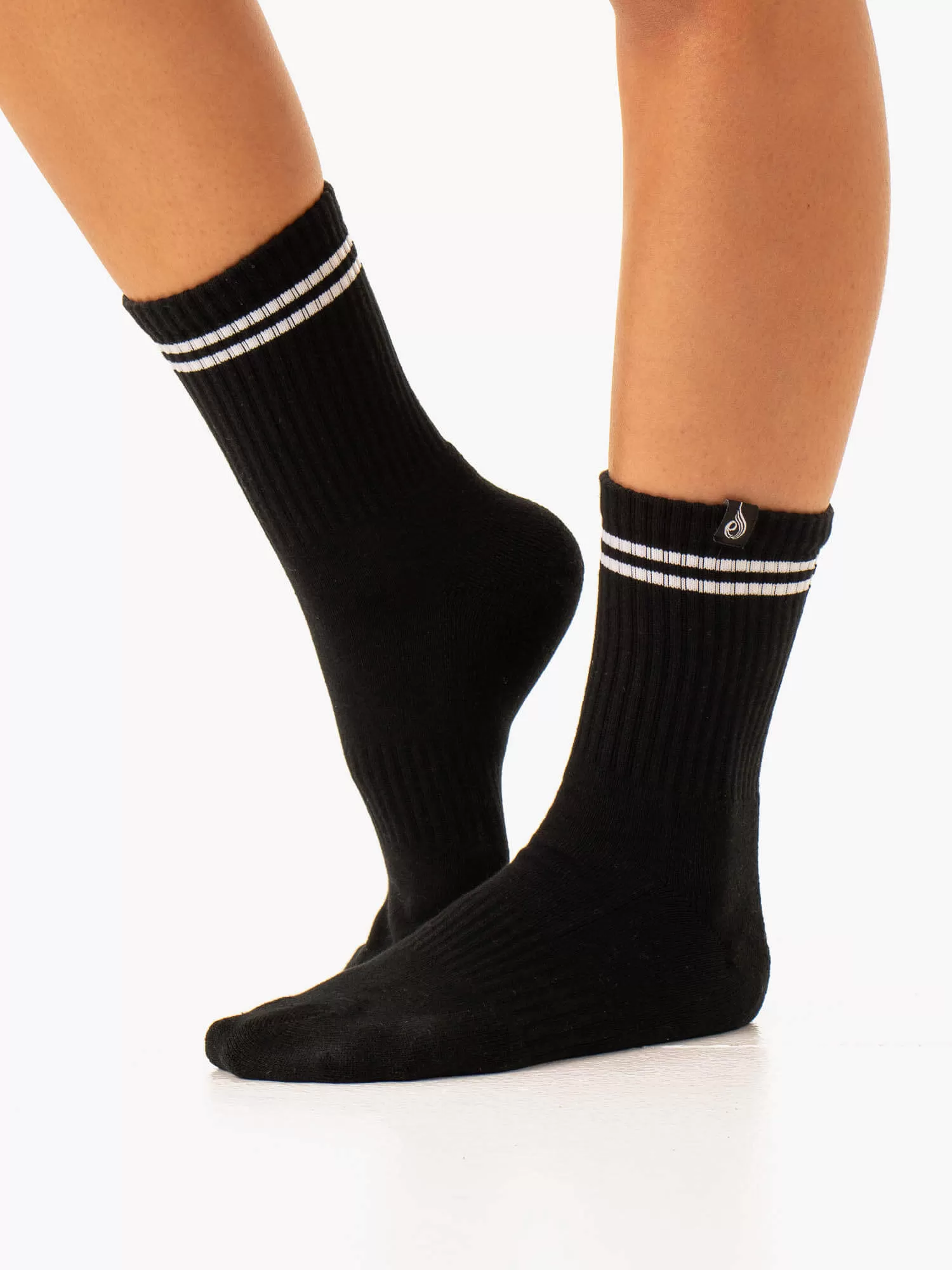 Stripe Crew Socks - Black/Grey