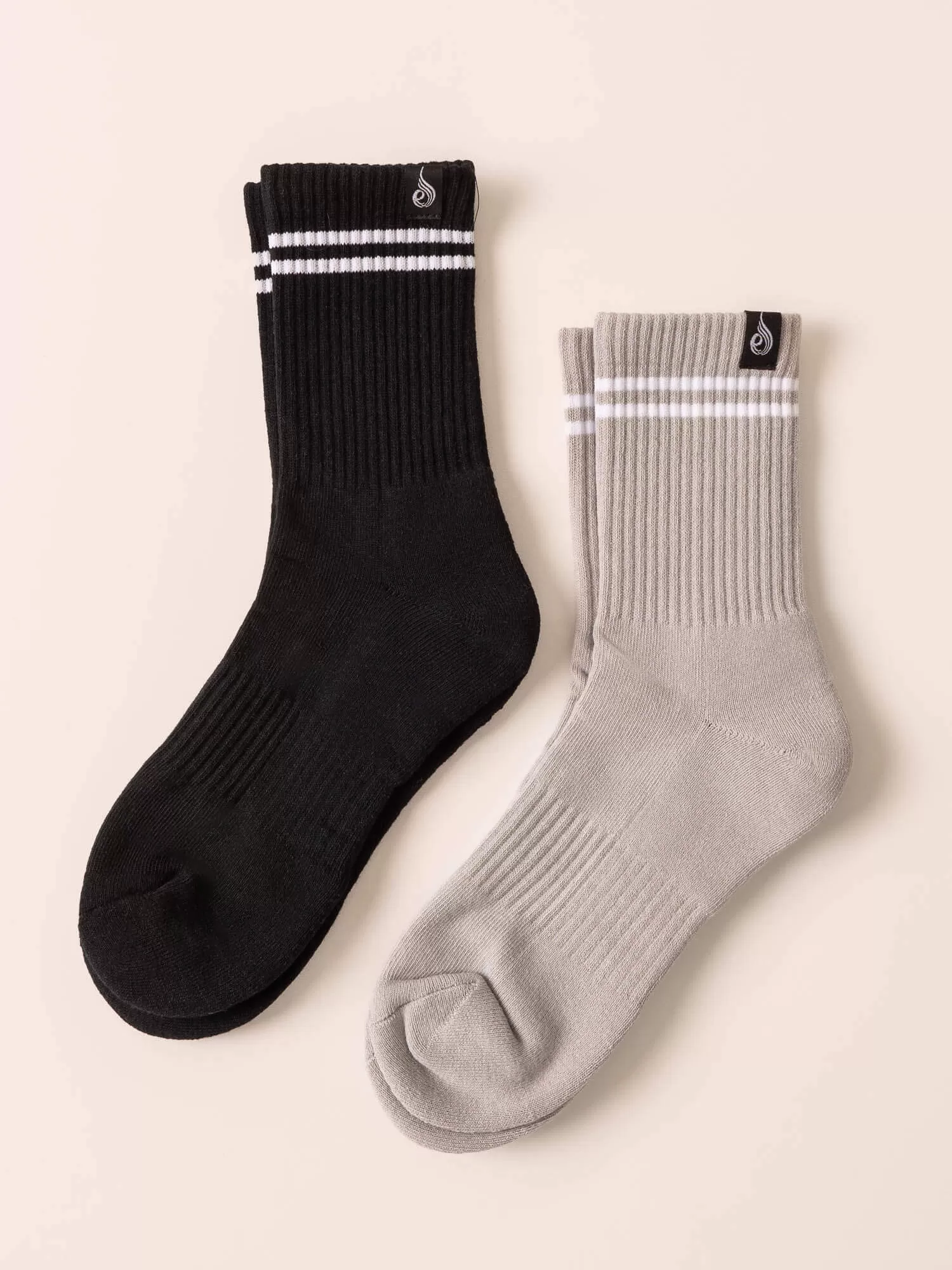 Stripe Crew Socks - Black/Grey